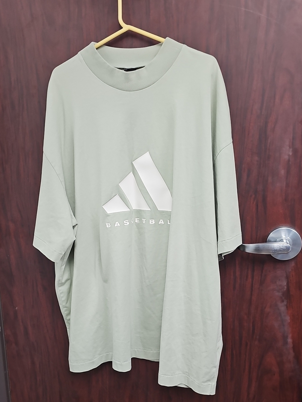 adidas Men's Sage Green Basketball Logo Short Sleeve Tee
